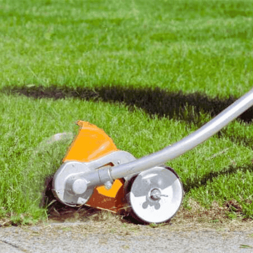 Stick edging along hard surfaces