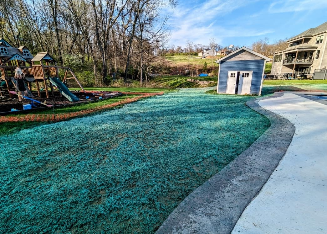 Backyard lawn seeding project in Westmoreland County PA